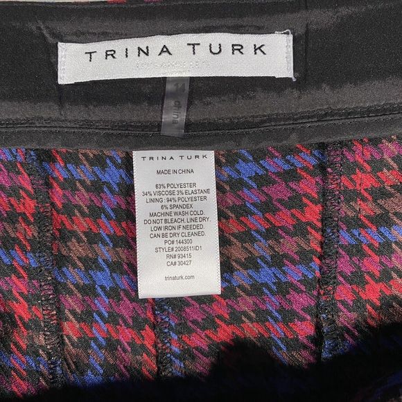 Trina Turk Willis 2 Pant Trousers Career Punk Plaid Stretch Women's Plus Sz 14 - Picture 3 of 10